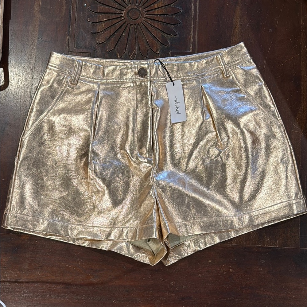 Nasty Gal Gold High Waist Glam Shorts
